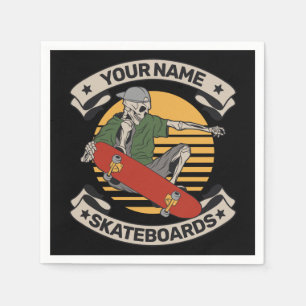 Personalised Skateboard Nose Grab Skeleton Skater  Napkin