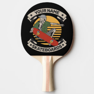 Personalised Skateboard Nose Grab Skeleton Skater Ping Pong Paddle