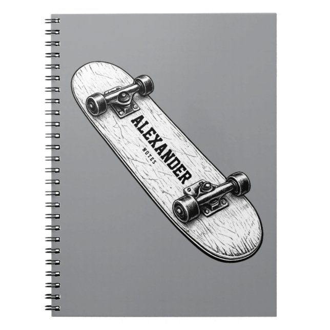 Personalised Skateboard Spiral Notebook for kids  (Front)