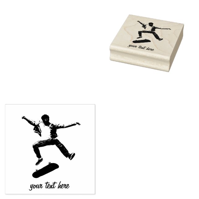 Personalised  Skateboard vintage  Rubber Stamp (Stamped)