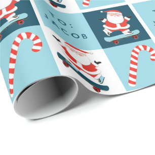 Personalised Skateboarding Holiday Gift Wrapping Paper