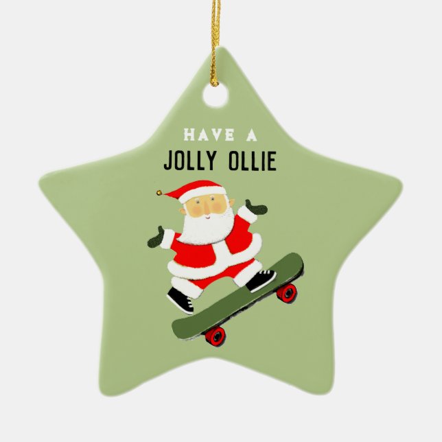 Personalised Skateboarding Holiday Gifts Ceramic Ornament (Front)
