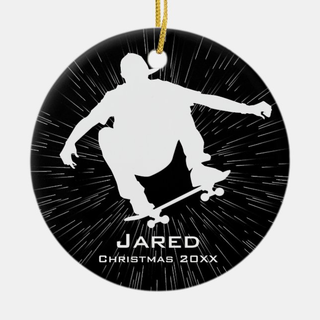 Personalised Skateboarding Ornament (Front)