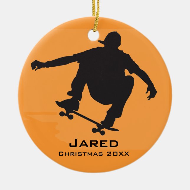Personalised Skateboarding Ornament (Front)