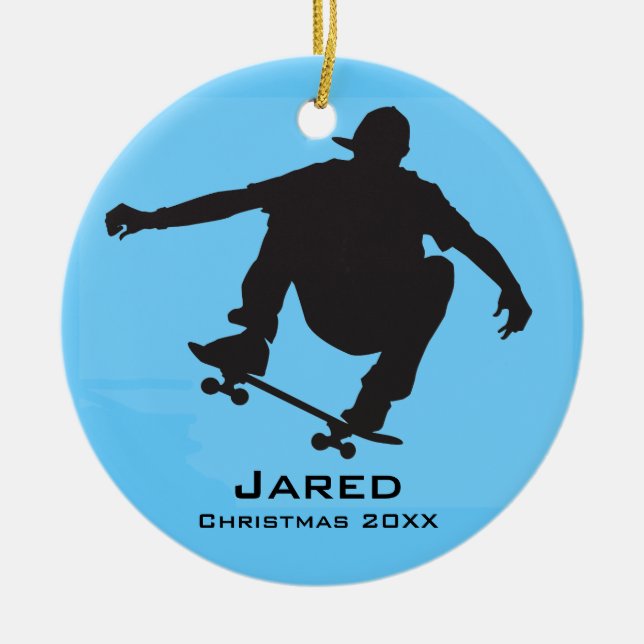 Personalised Skateboarding Ornament (Front)