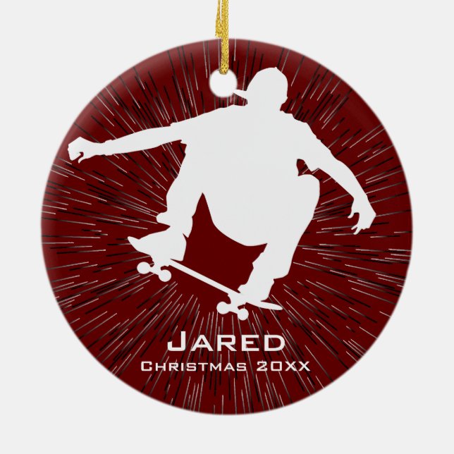 Personalised Skateboarding Ornament (Back)