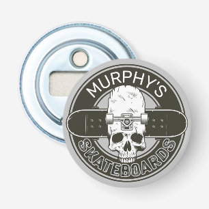 Personalised Skater NAME Skull Skateboarding Skate Bottle Opener