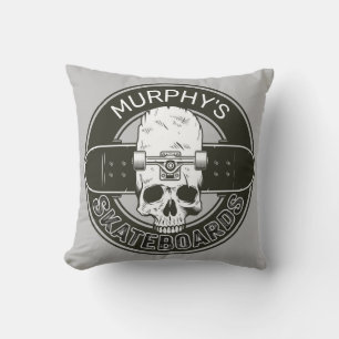 Personalised Skater NAME Skull Skateboarding Skate Cushion