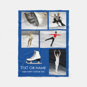 Personalised Skating Photo Collage Skater's Name Fleece Blanket