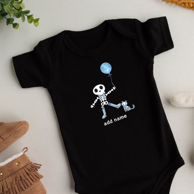 Personalised Skeleton Boy with Balloon Baby Bodysuit (Personalized Skeleton Boy with Balloon Baby Bodysuit)