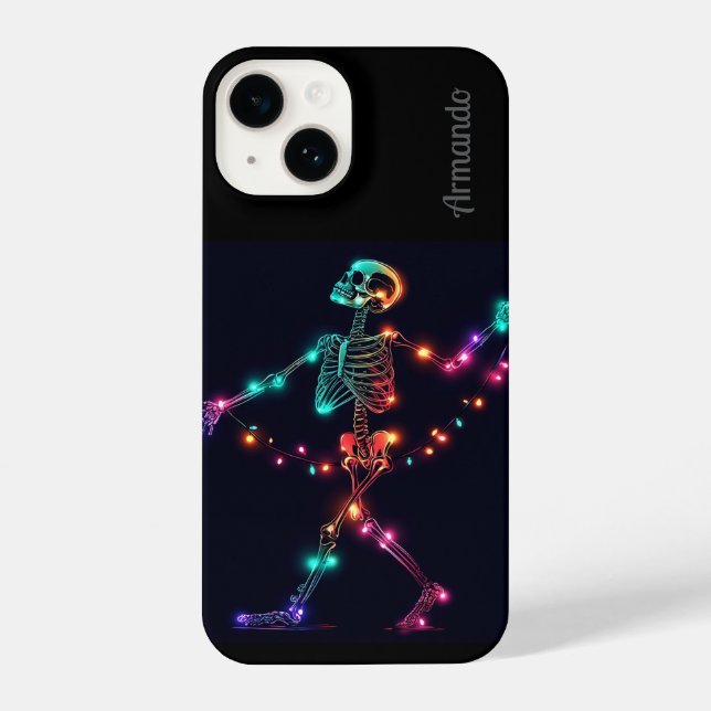 Personalised Skeleton Christmas Lights Phone Case (Back)