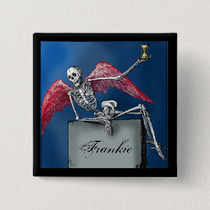 Personalised Skeleton on Tomb Halloween Party 15 Cm Square Badge