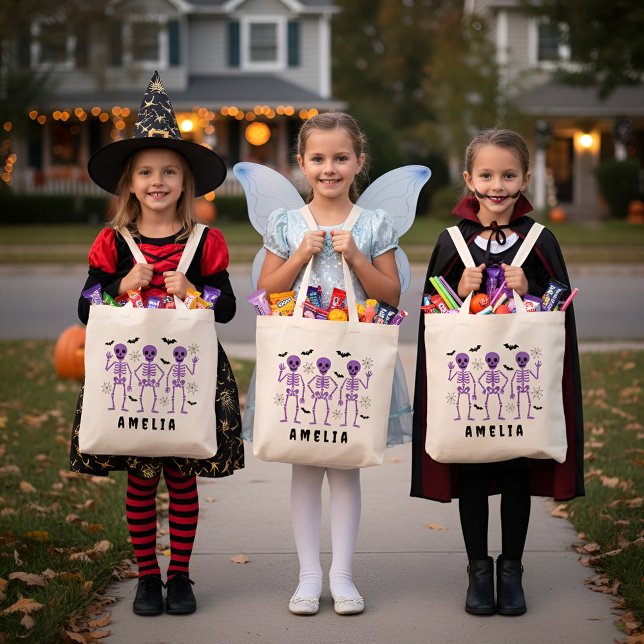 Personalised Skeleton & Spiderweb Trick or Treat  Tote Bag (Creator Uploaded)
