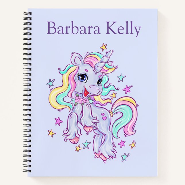 Personalised Sketch Unicorn Spiral Notebook (Front)