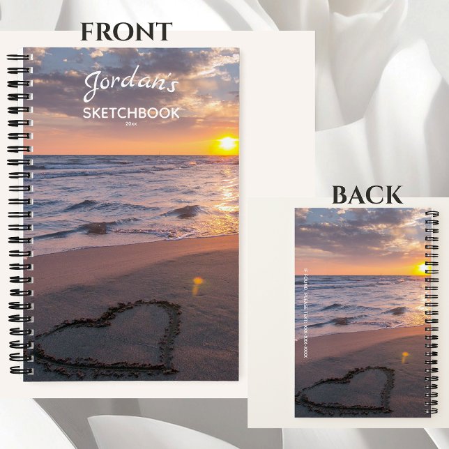 Personalised Sketchbook Your Name Beach Sunset Notebook (Creator Uploaded)