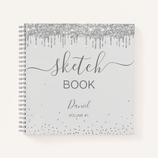 Personalised Sketchbook Your Name Elegant Script N Notebook (Front)