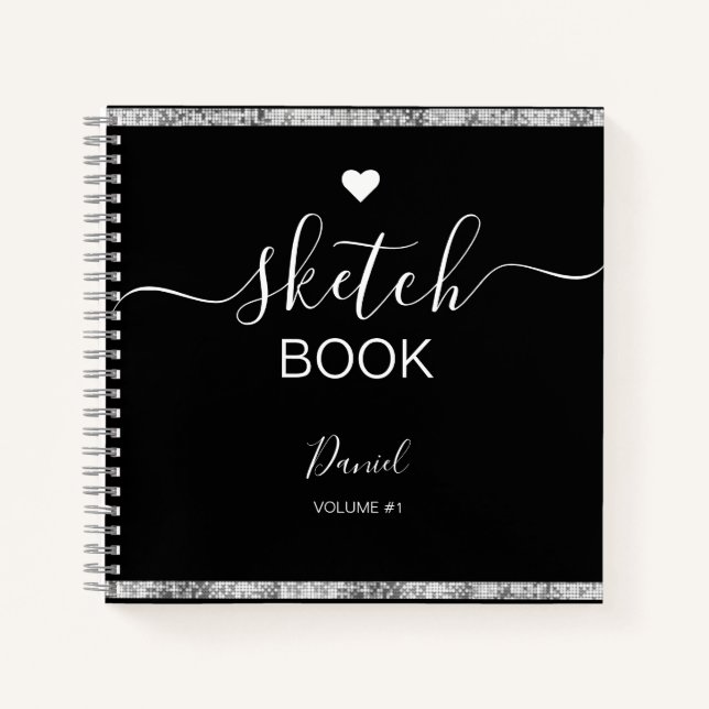 Personalised Sketchbook Your Name Elegant Script   Notebook (Front)
