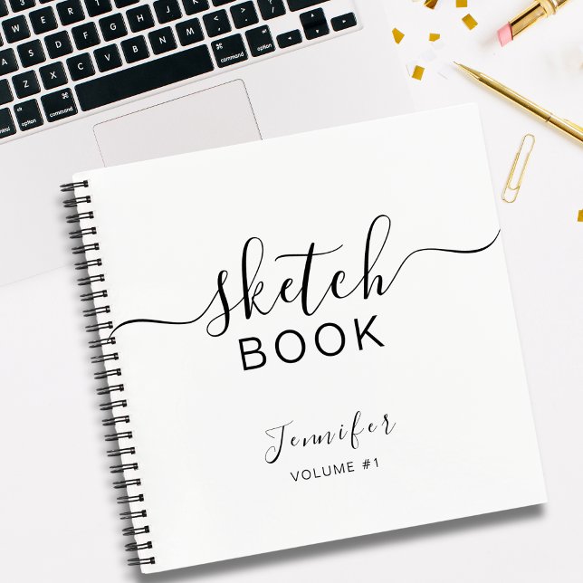 Personalised Sketchbook Your Name Elegant Script Notebook (Creator Uploaded)