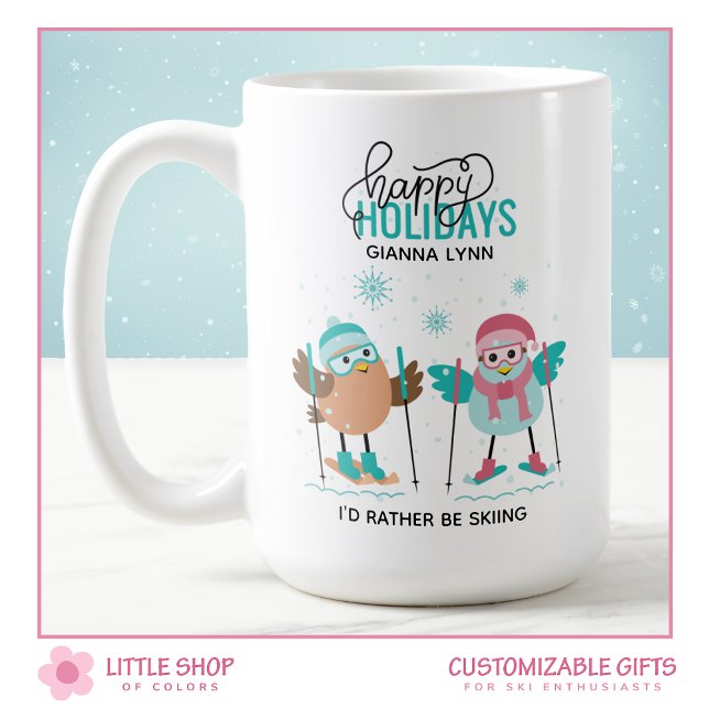 Personalised Skiing Christmas Coffee Mug (Creator Uploaded)