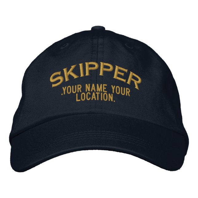 Personalised Skipper Nautical Style Hat (Front)