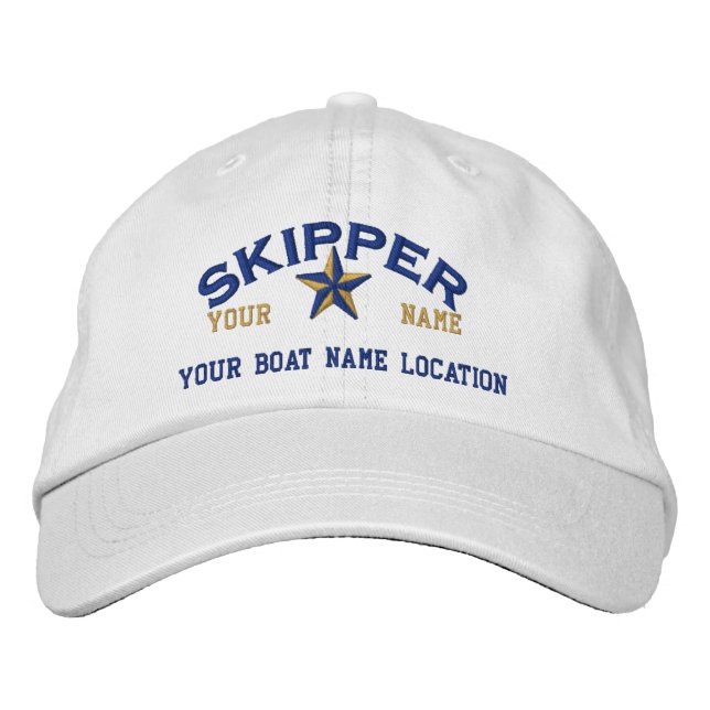 Personalised SKIPPER Star Ball Cap Embroidery (Front)