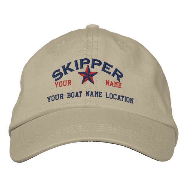 Personalised SKIPPER Star Ball Cap Embroidery (Front)