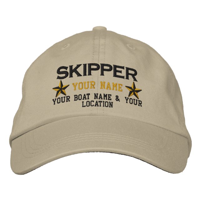 Personalised Skipper Stars Ball Cap Embroidery (Front)