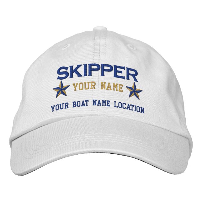 Personalised Skipper Stars Ball Cap Embroidery (Front)