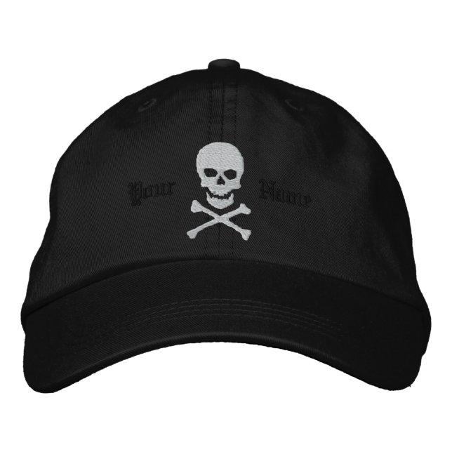 Personalised Skull and Crossbones Embroidered Cap (Front)