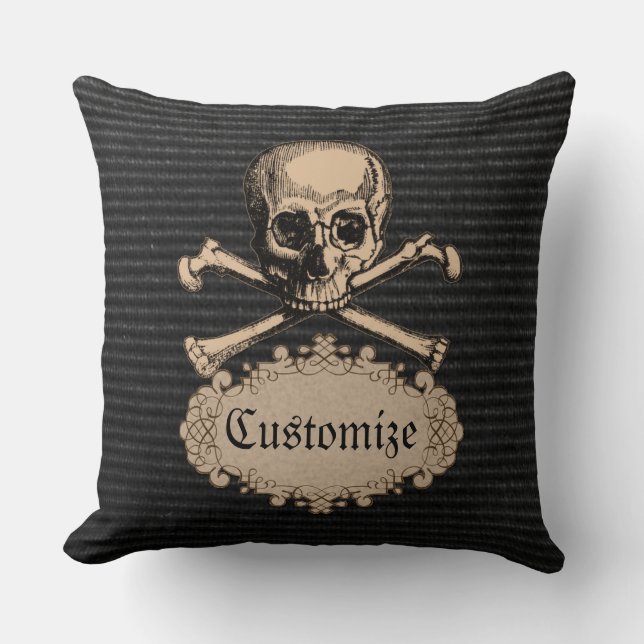 Personalised Skull & Crossbones Throw Pillow (Front)