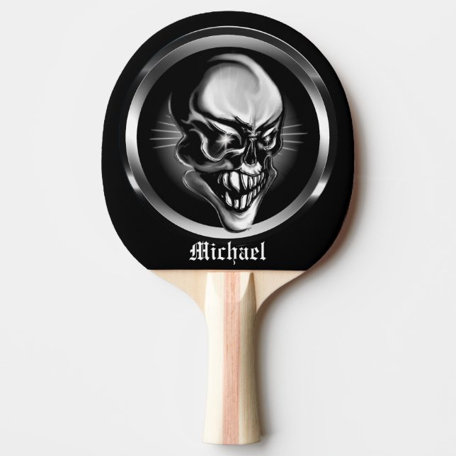 Personalised Skull Ping Pong Paddle (Front)