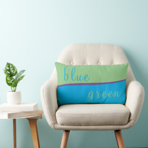 Personalised Sky Blue and Sage Green Waves  Lumbar Cushion