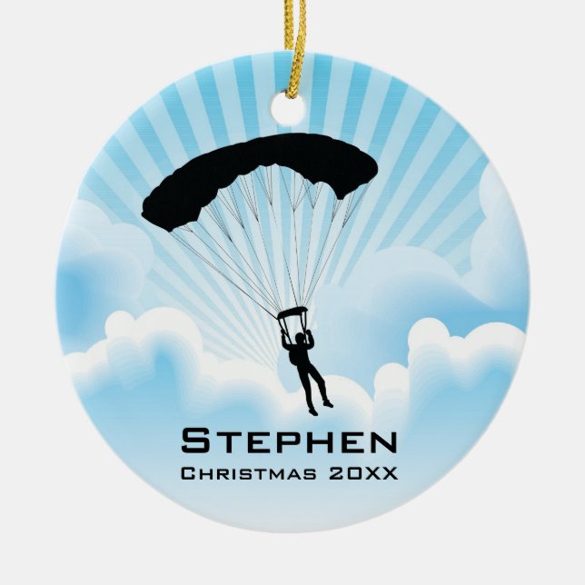 Personalised Sky Diving Parachuting Ornament (Front)