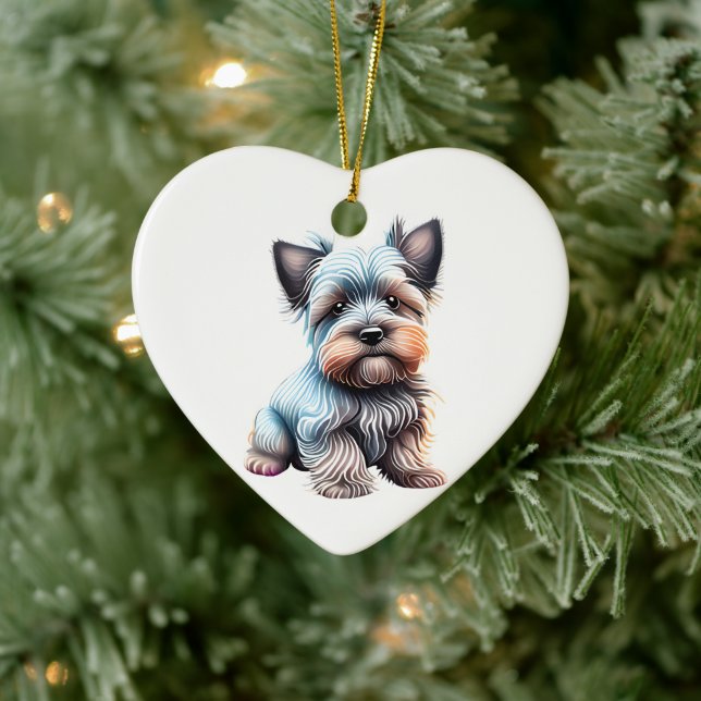 Personalised Skye Terrier Puppy Ceramic Ornament (Tree)