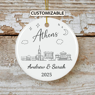 Personalised Skyline Athens Ornament, Greece Ceramic Ornament