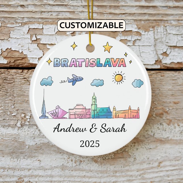 Personalised Skyline Bratislava Ornament, Slovakia Ceramic Ornament (Creator Uploaded)