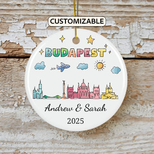 Personalised Skyline Budapest Ornament, Hungary Ceramic Ornament