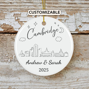 Personalised Skyline Cambridge, Massachusetts Ceramic Ornament