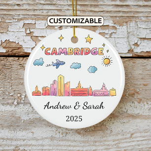 Personalised Skyline Cambridge, Massachusetts Ceramic Ornament
