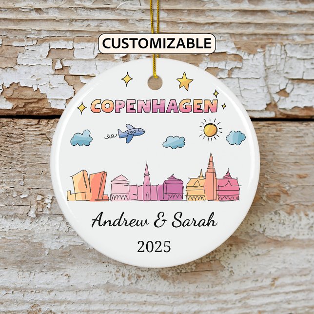 Personalised Skyline Copenhagen Ornament, Denmark Ceramic Ornament (Creator Uploaded)