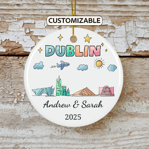 Personalised Skyline Dublin Ornament, Ireland Ceramic Ornament