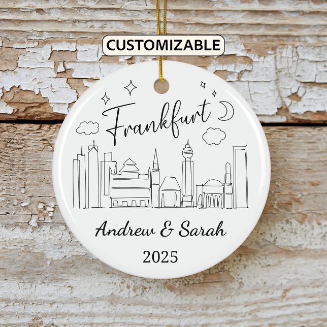 Personalised Skyline Frankfurt Ornament, Germany Ceramic Ornament (Creator Uploaded)