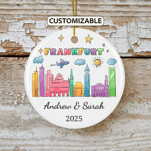 Personalised Skyline Frankfurt Ornament, Germany Ceramic Ornament