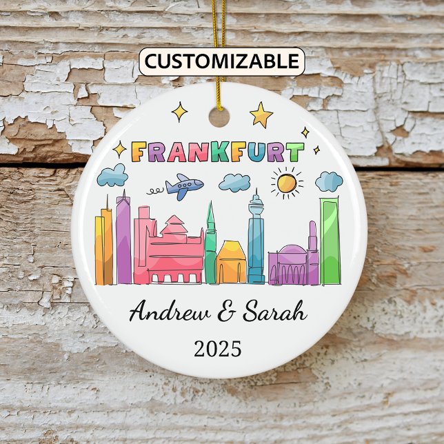 Personalised Skyline Frankfurt Ornament, Germany Ceramic Ornament (Creator Uploaded)