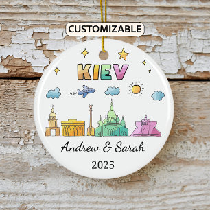 Personalised Skyline Kiev Ornament, Ukraine Ceramic Ornament