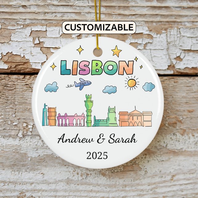 Personalised Skyline Lisbon Ornament, Portugal Ceramic Ornament (Creator Uploaded)