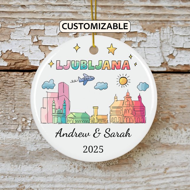 Personalised Skyline Ljubljana Ornament, Slovenia Ceramic Ornament (Creator Uploaded)