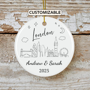 Personalised Skyline London Ornament, England Ceramic Ornament