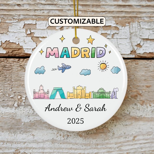 Personalised Skyline Madrid Ornament, Spain Ceramic Ornament (Creator Uploaded)