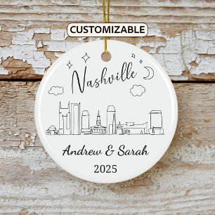 Personalised Skyline Nashville Ornament, Tennessee Ceramic Ornament